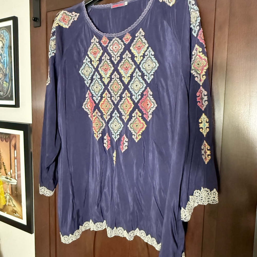 Johnny Was Kikumi Embroidered blouse Plus Size 3X - Picture 3 of 7